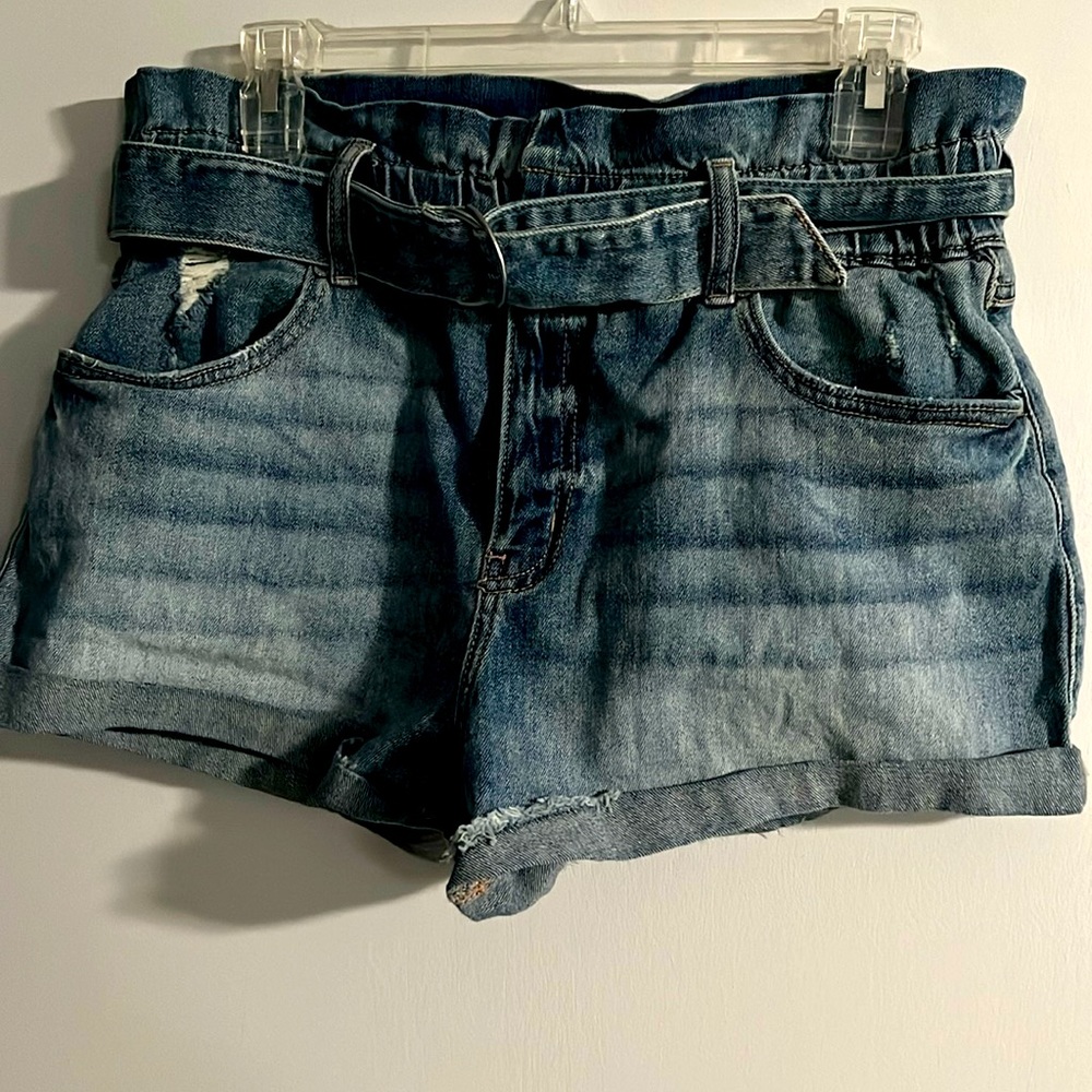 Eunina Kara High Rise High Waist Jean Shorts Belted Size Medium